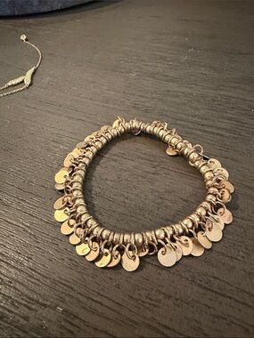Gold Disc Charm Stretch Bracelet